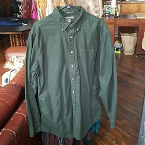 Solid green button down